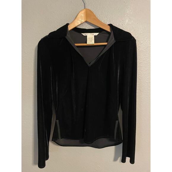 Max Studio Pullover Womens Small Black Velvet Stretch Long Sleeve Top USA Made - Picture 1 of 7